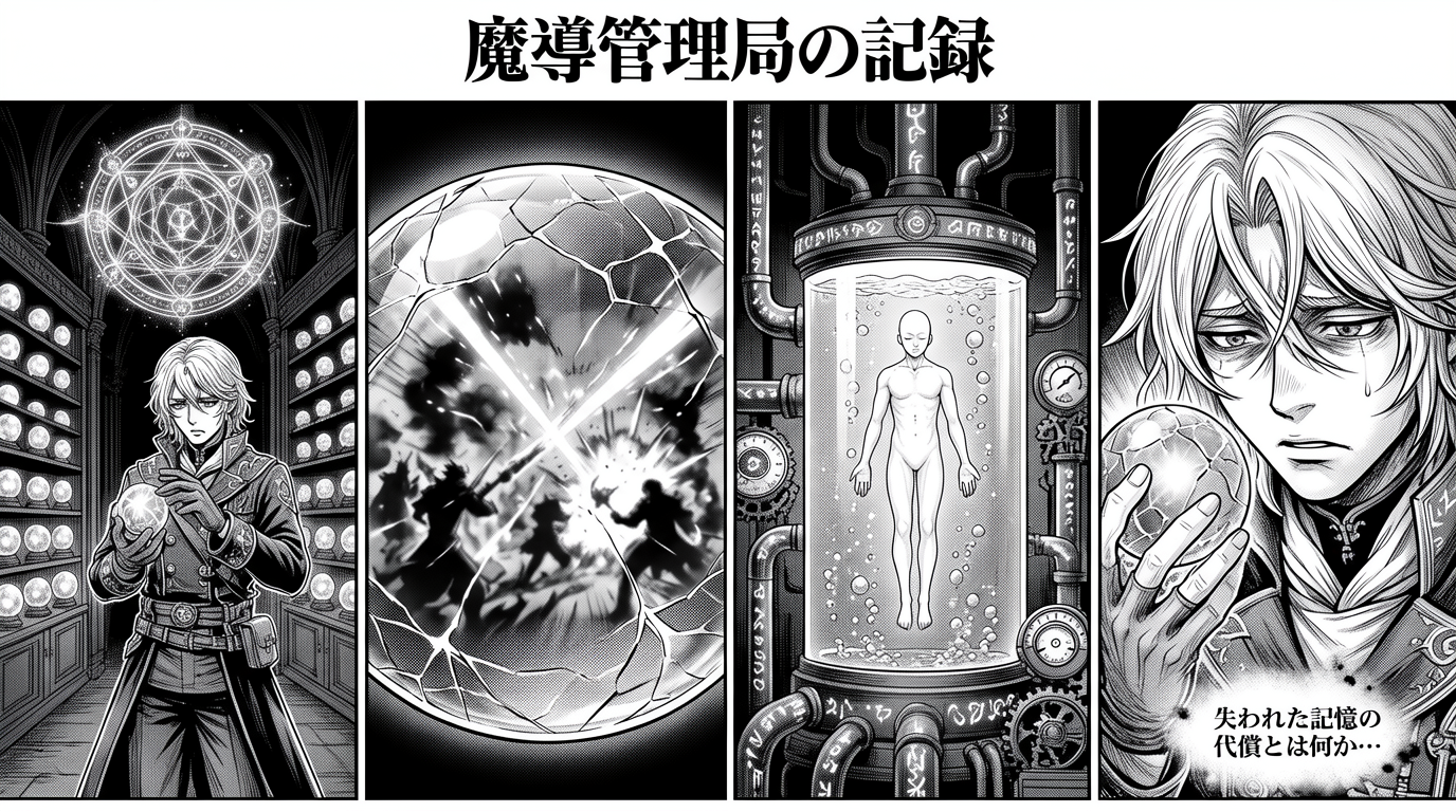 Four-Panel Manga Prompt: Judgment of the Ministry of Magic