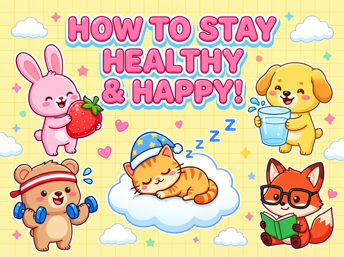 Healthy Happy Life Cartoon Infographic
