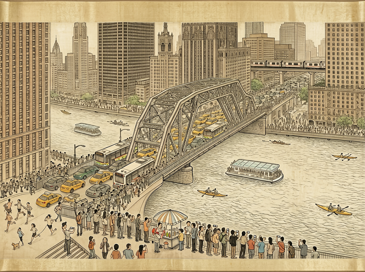 Chicago City Chinese Handscroll Painting
