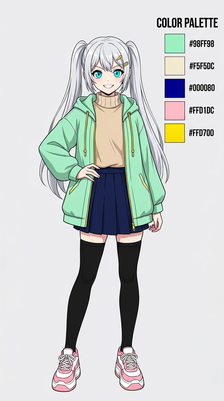 Anime Girl Character Design Sheet