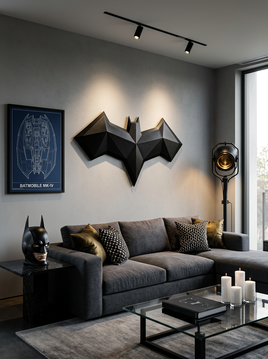 Batman-Themed Minimalist Living Room Design