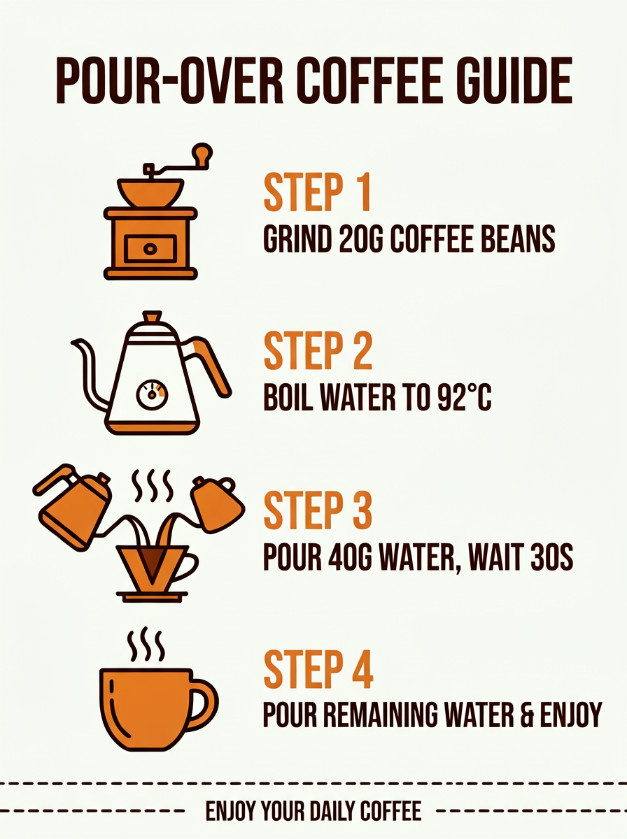 Pour-Over Coffee Guide Pictogram Poster