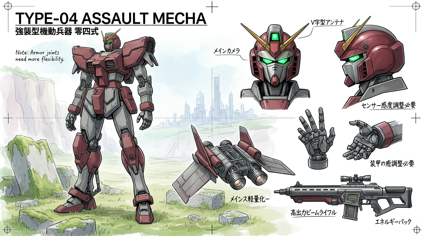 Japanese Mecha Design Blueprint